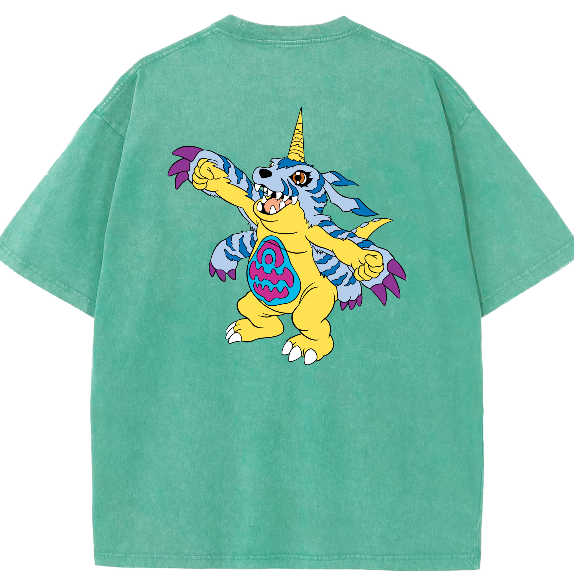 （画像用） Digimon デジタルモンスター/デジモン 綿100% ヴィンテージ風 半袖Tシャツ（背面プリント）